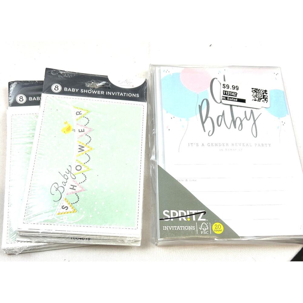SKU2290 36 Lot Gender Reveal & Baby Shower Invitations With Envelopes New
